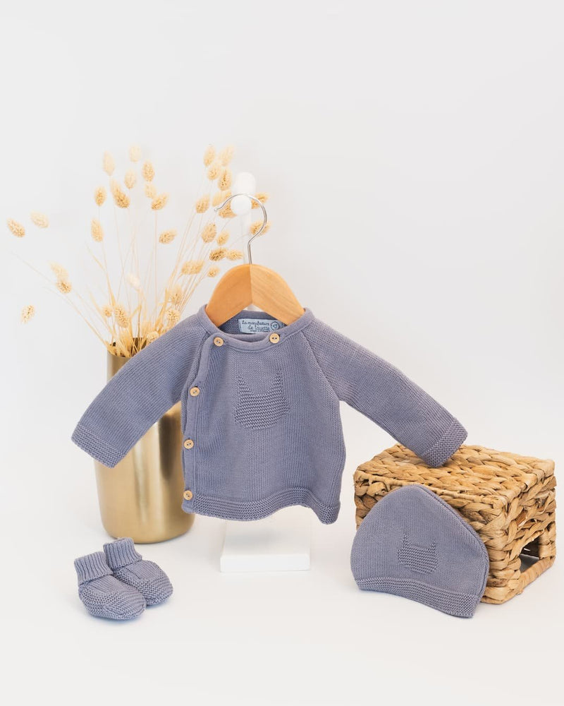 Ensemble En Coton Pour Bébé Petits Chats - Bleu Orage