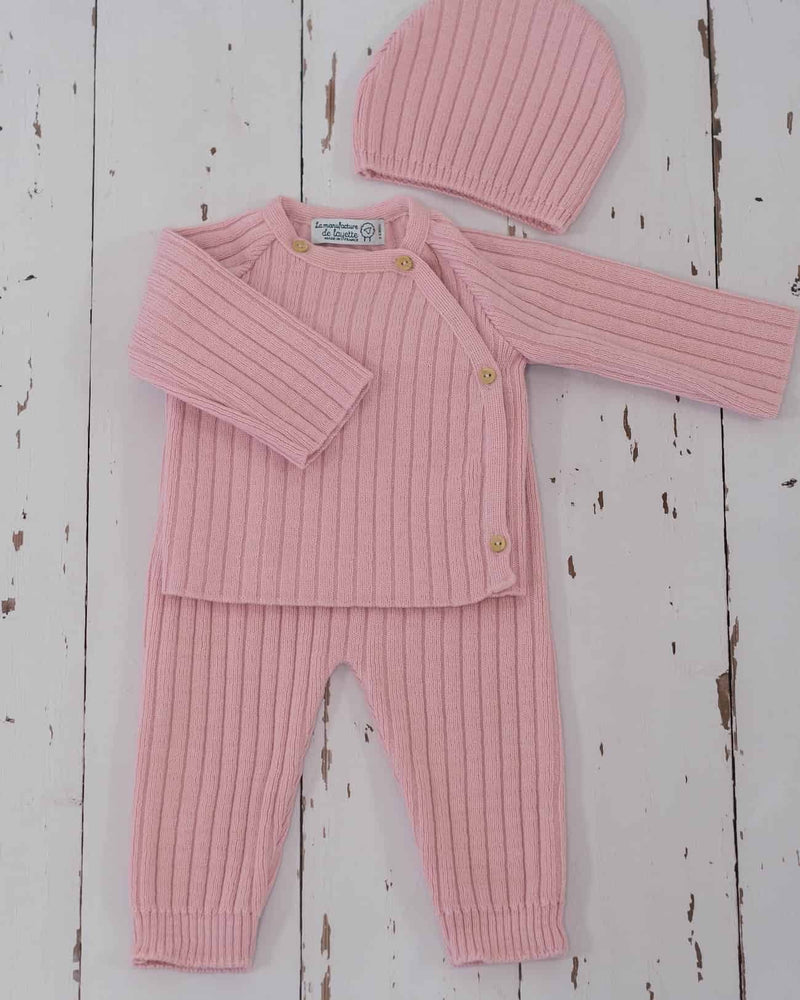 Ensemble Pour Bébé En Laine Mélangée Rétro - Rose Perle