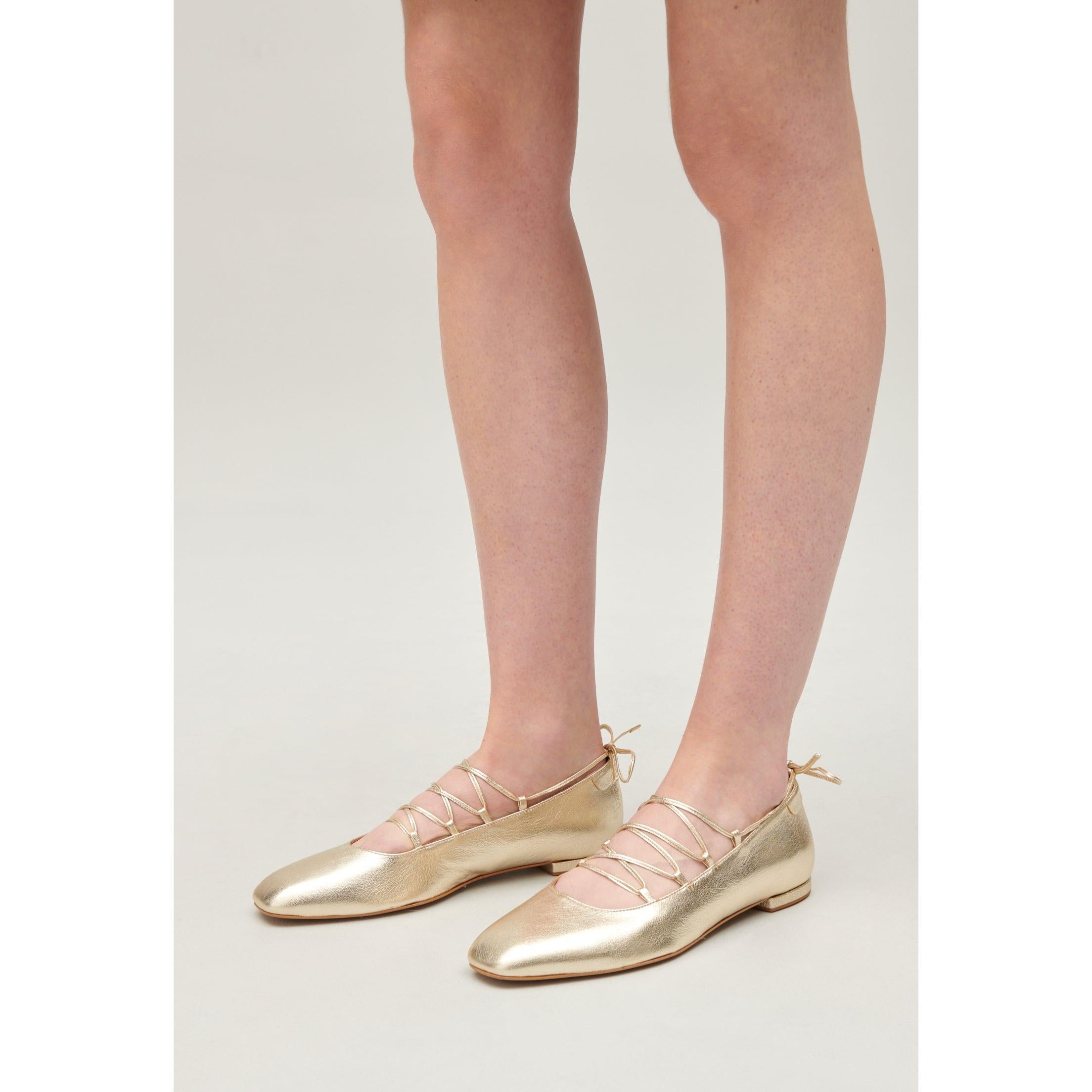 Ballerines Cuir Doré
