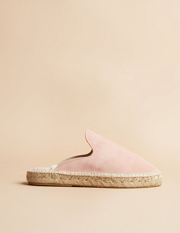 Espadrilles Plate Copenhague - Cuir Daim Rose - Femme