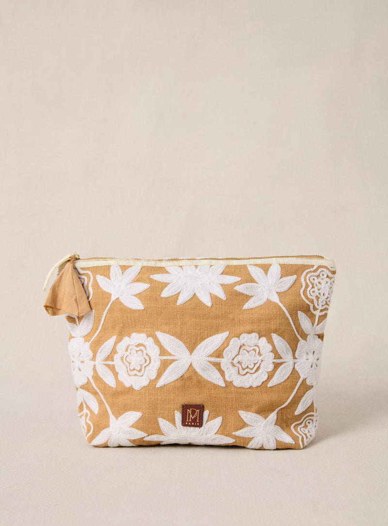 Pochette Eva Xl Broderie - Camel