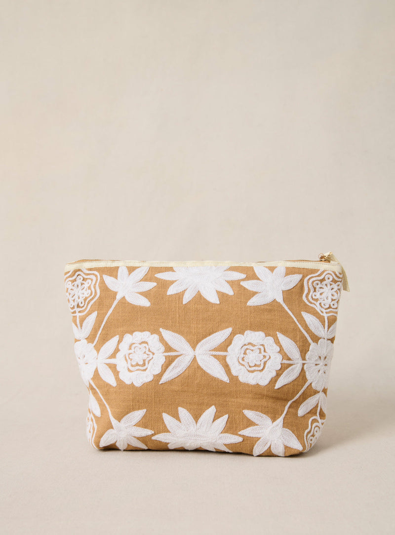 Pochette Eva Xl Broderie - Camel