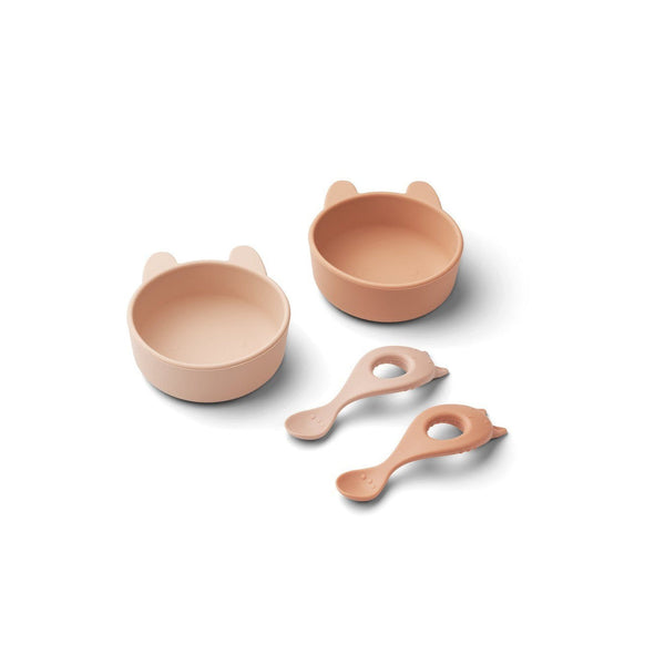 Soft Silicone Baby Meal Set - Set of 2 Evan - Rabbit Rose Mix