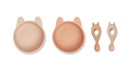 Coffret Repas Bébé En Silicone Doux - Lot De 2 Evan - Rabbit Rose Mix