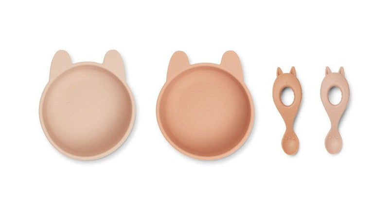 Coffret Repas Bébé En Silicone Doux - Lot De 2 Evan - Rabbit Rose Mix