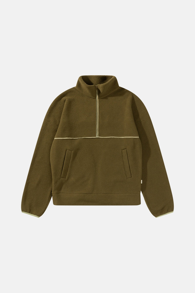 Sweat Contrast Quarter Zip - Olive - Homme