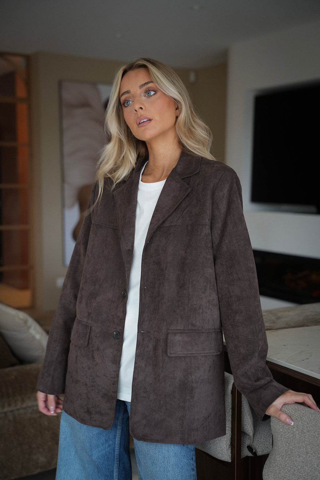 Trecy Chocolat - Suede Blazer
