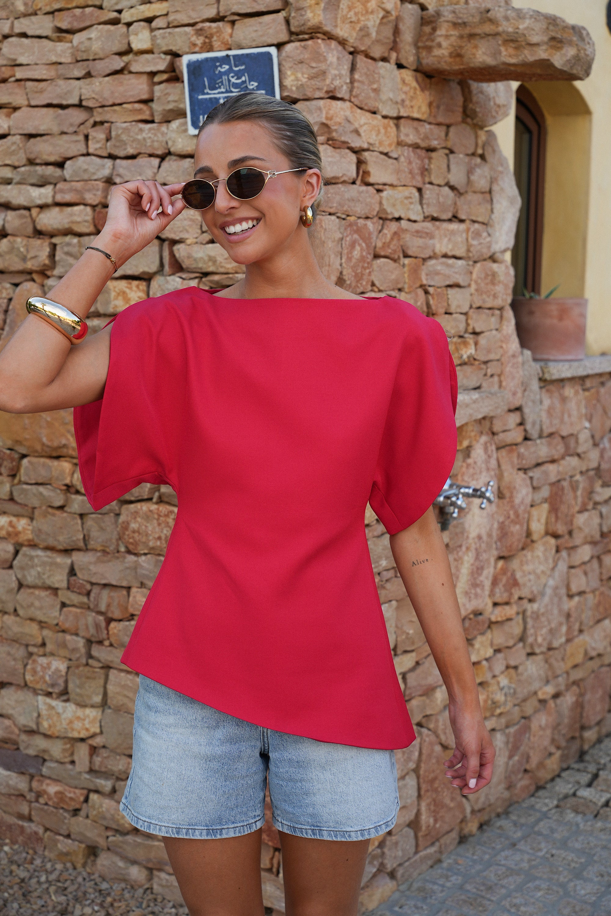 Blouse Asymétrique Garance - Rouge