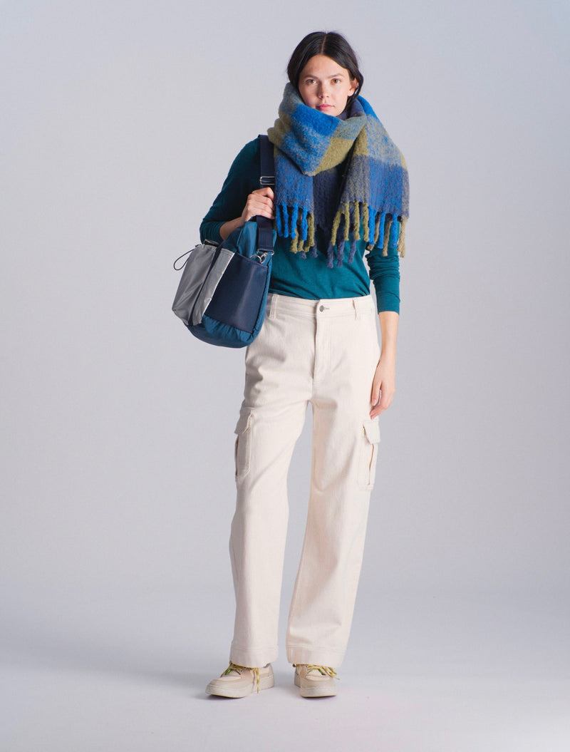 Check Scarf - Navy / Khaki