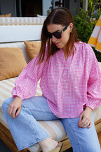 Blusa de cuadros vichy rosa Clothilde