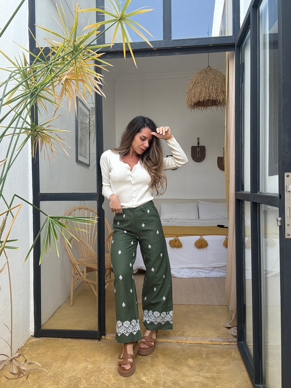 Pantalon fluide Lola kaki