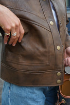 Pia Faux Leather Jacket Brown