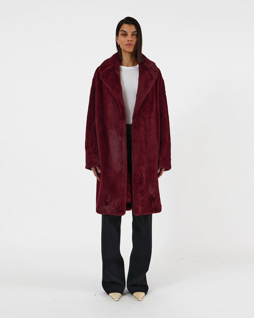 Manteau Stella Plant Based Fur - Garnet / Rouge