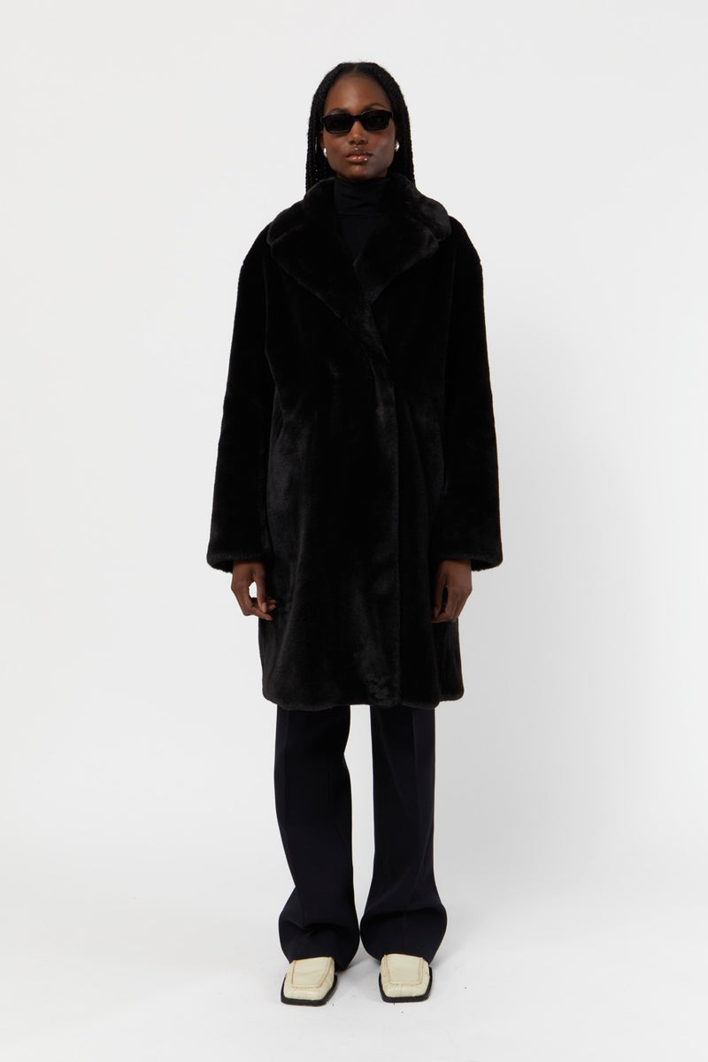 Manteau Stella Plant Based Fur - Noir