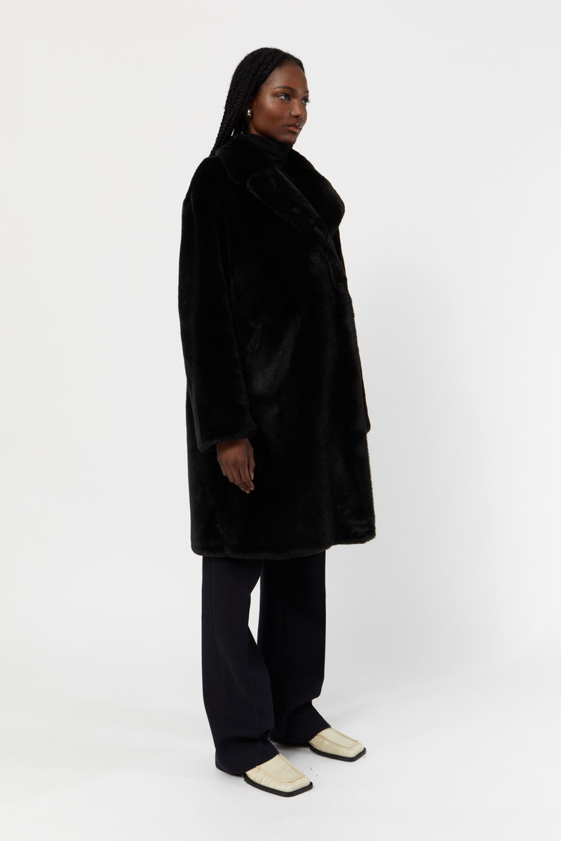 Manteau Stella Plant Based Fur - Noir