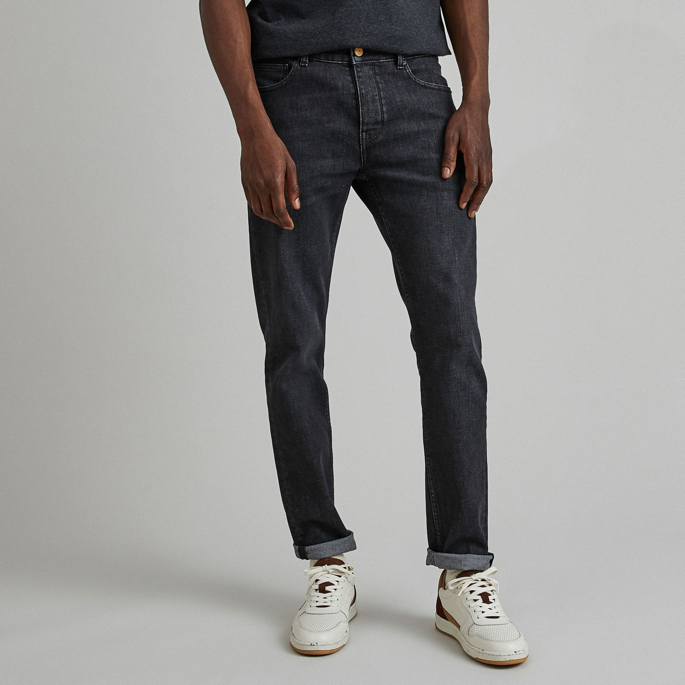 Dark Grey Slim Denim Jeans - Men