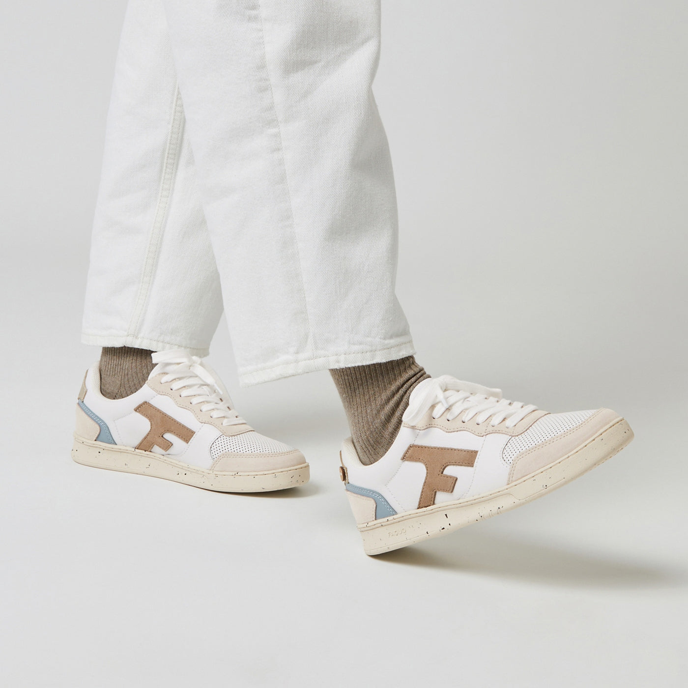 Baskets Blanches & Beiges Hazel - Femme