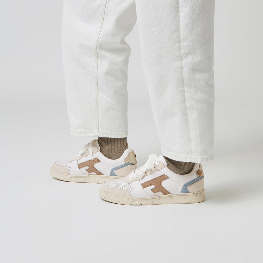 Baskets Blanches & Beiges Hazel - Femme