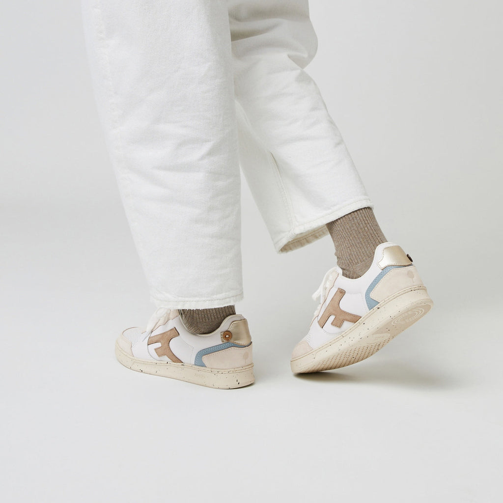 Baskets Blanches & Beiges Hazel - Femme