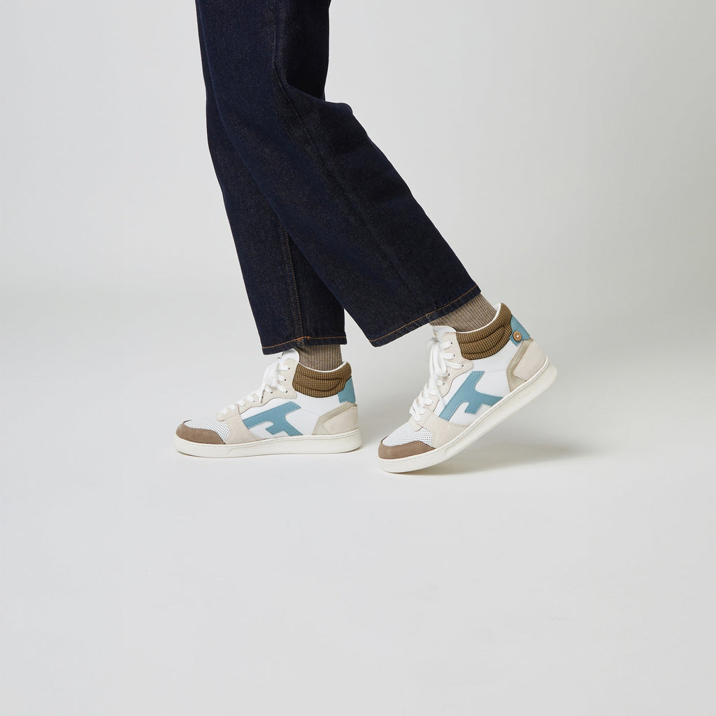 Baskets Blanches & Marron Clair Hazel Mid - Femme