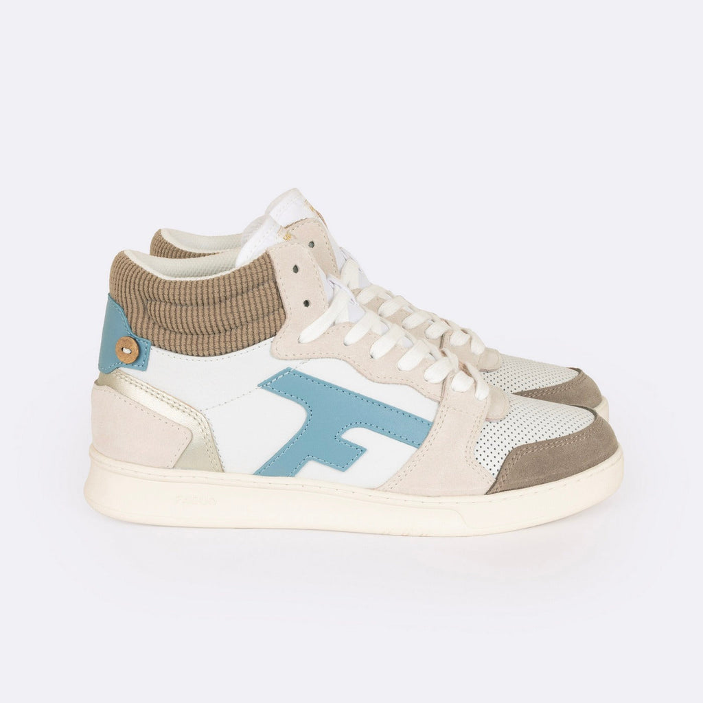 Baskets Blanches & Marron Clair Hazel Mid - Femme