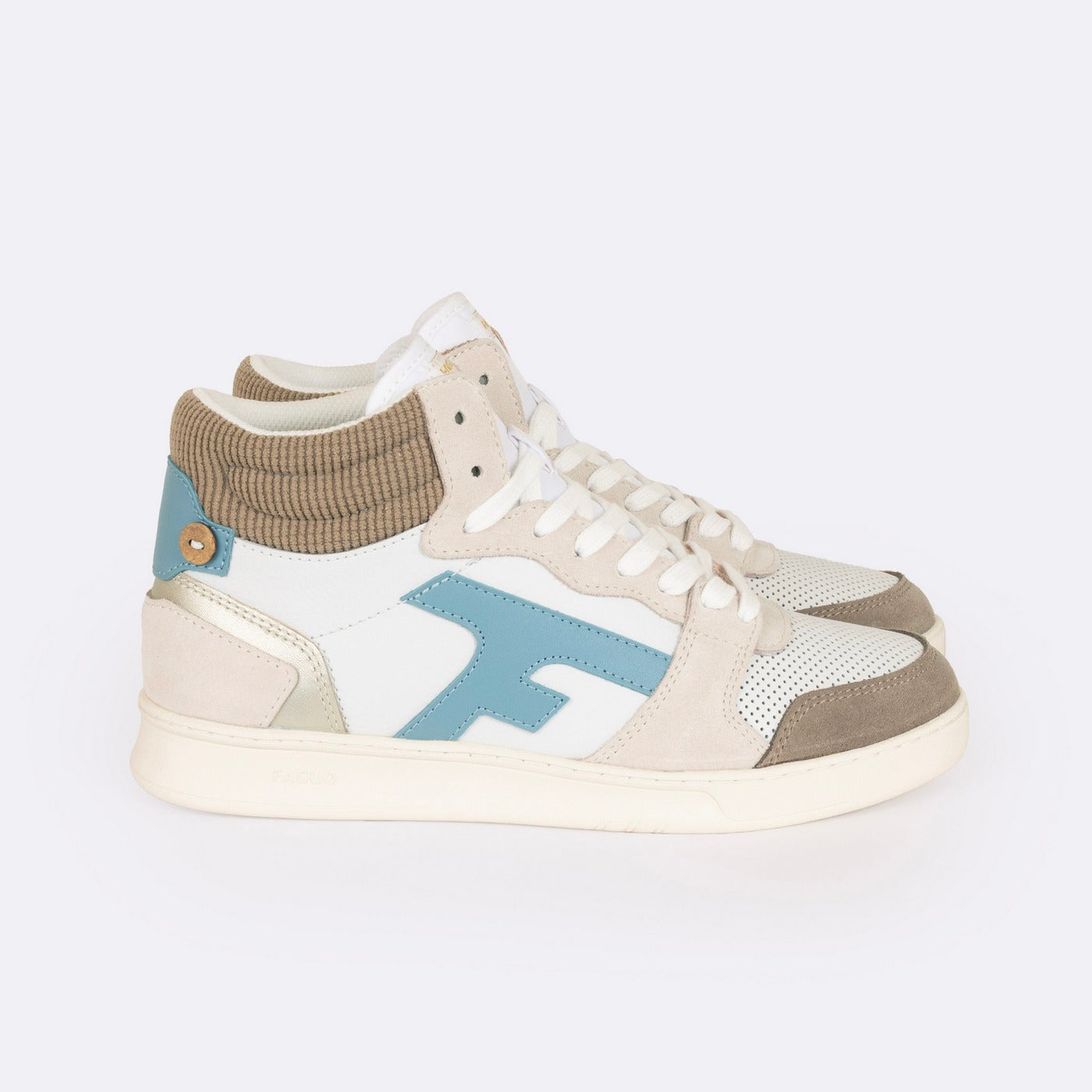 Baskets Blanches & Marron Clair Hazel Mid - Femme