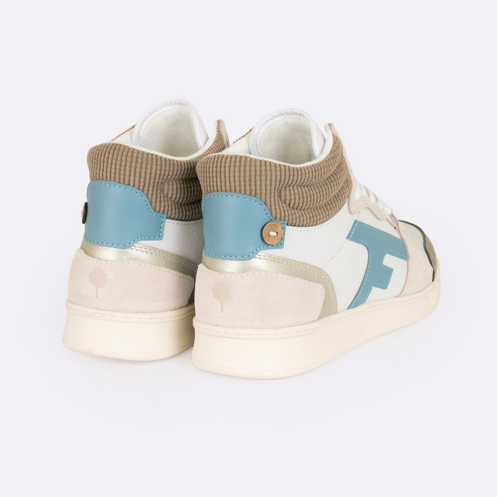 Baskets Blanches & Marron Clair Hazel Mid - Femme