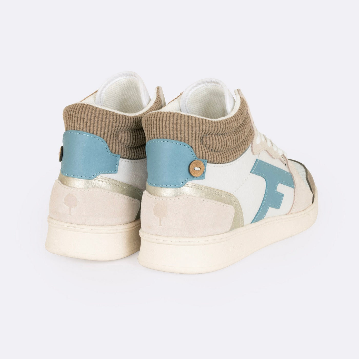 Baskets Blanches & Marron Clair Hazel Mid - Femme