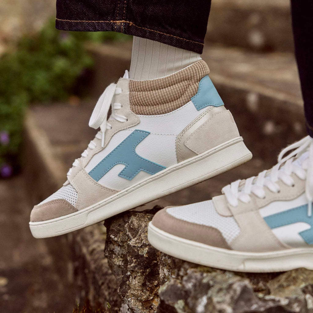 Baskets Blanches & Marron Clair Hazel Mid - Femme