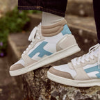 Baskets Blanches & Marron Clair Hazel Mid - Femme