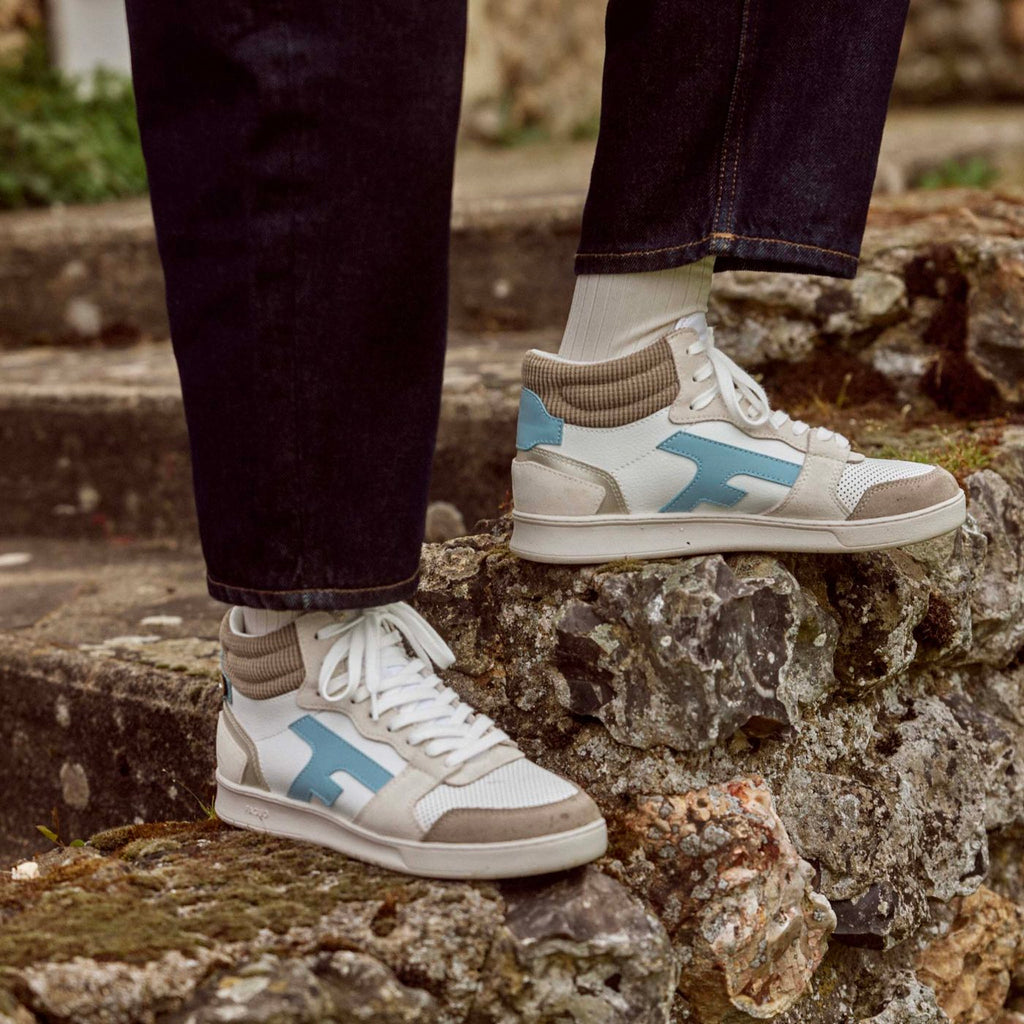 Baskets Blanches & Marron Clair Hazel Mid - Femme
