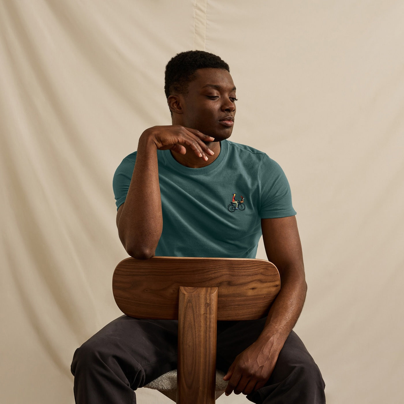 T-Shirt Vert Grisé Brodé Arcy - Homme