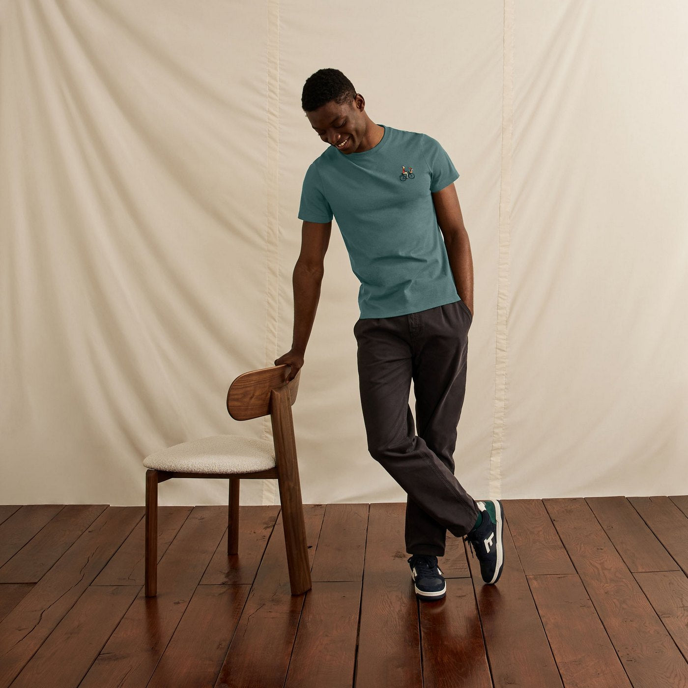 T-Shirt Vert Grisé Brodé Arcy - Homme