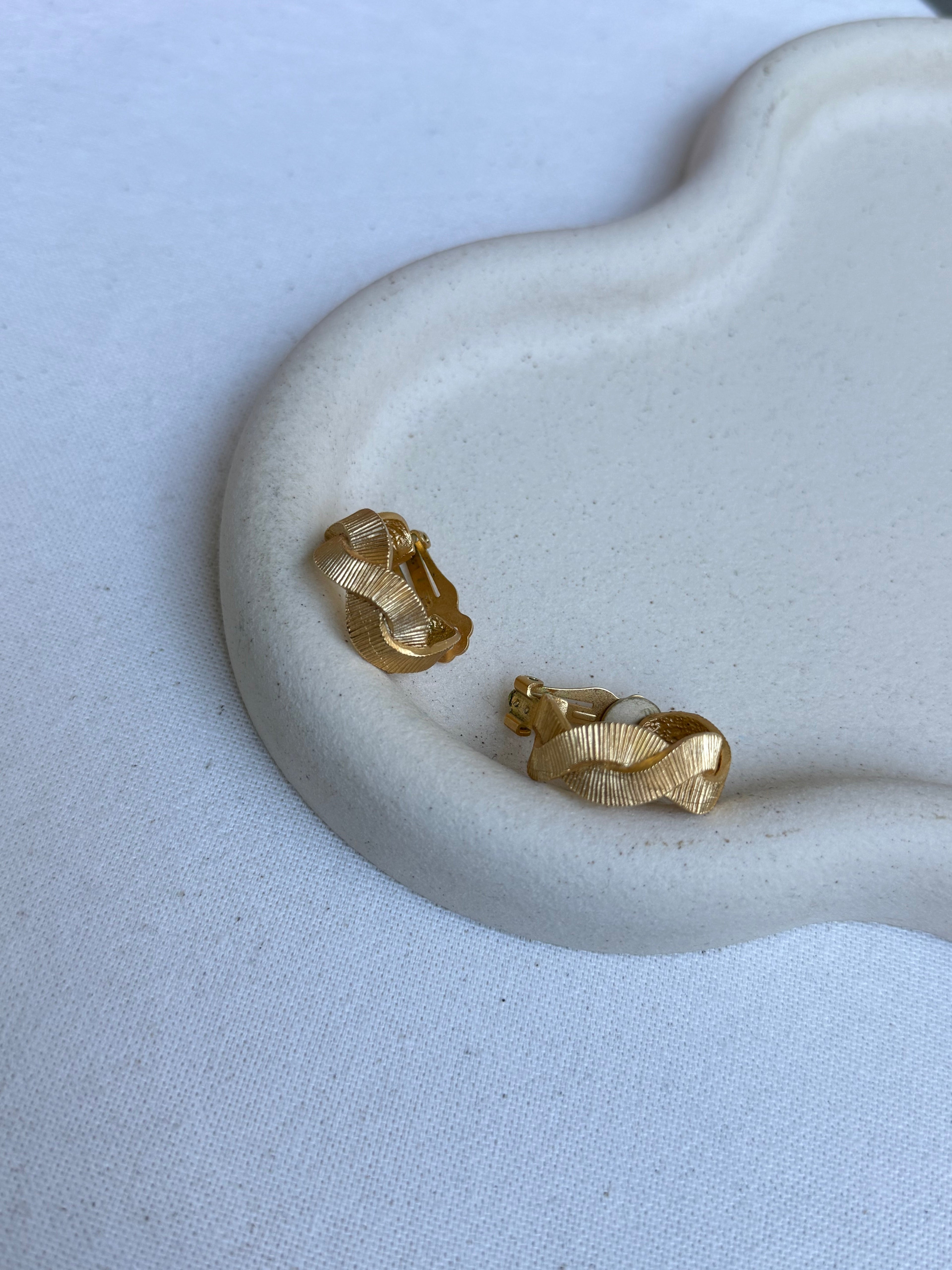 Vintage Guy Laroche Earrings - Twisted Gold-Tone Hoops