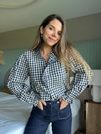 Léonor Navy Blue Vichy Blouse