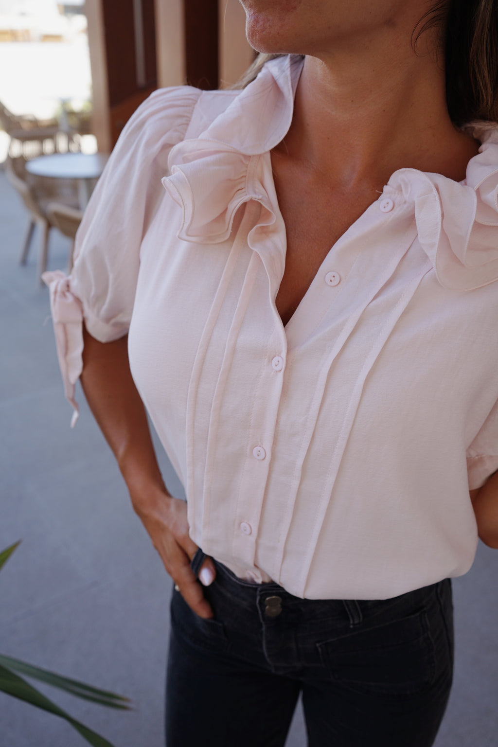 Mini Blouse Brune Doux Rose
