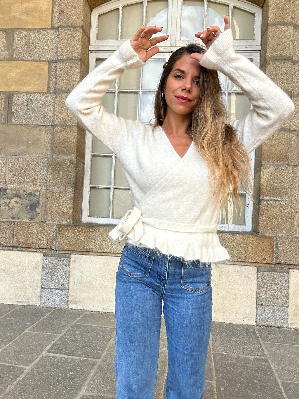 Cárdigan con lazo Helena beige