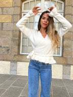 Cárdigan con lazo Helena beige