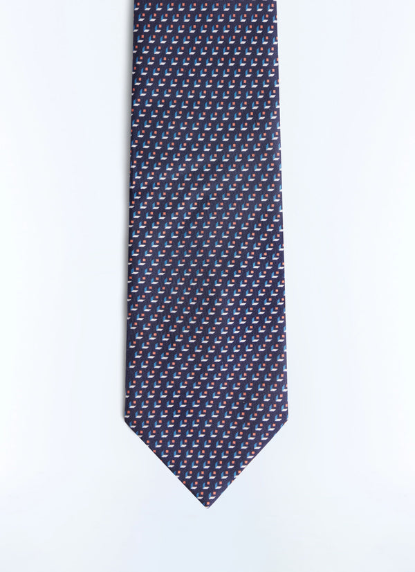 Cube Print Tie - Light Blue