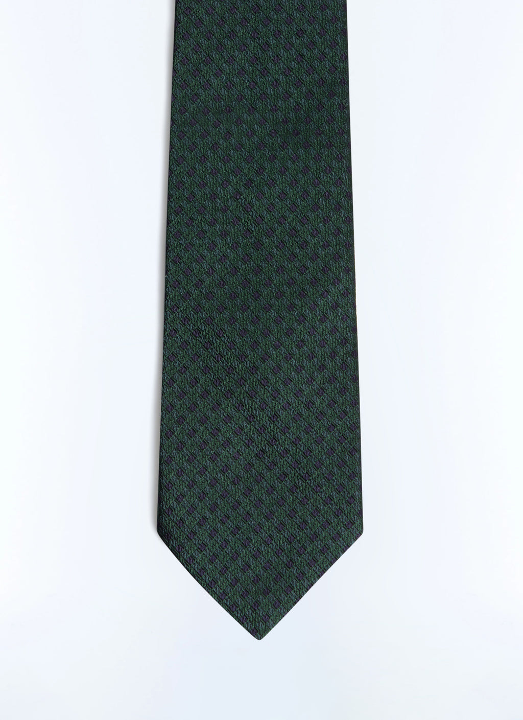Cravatta In Jacquard A Quadri - Verde Bottiglia