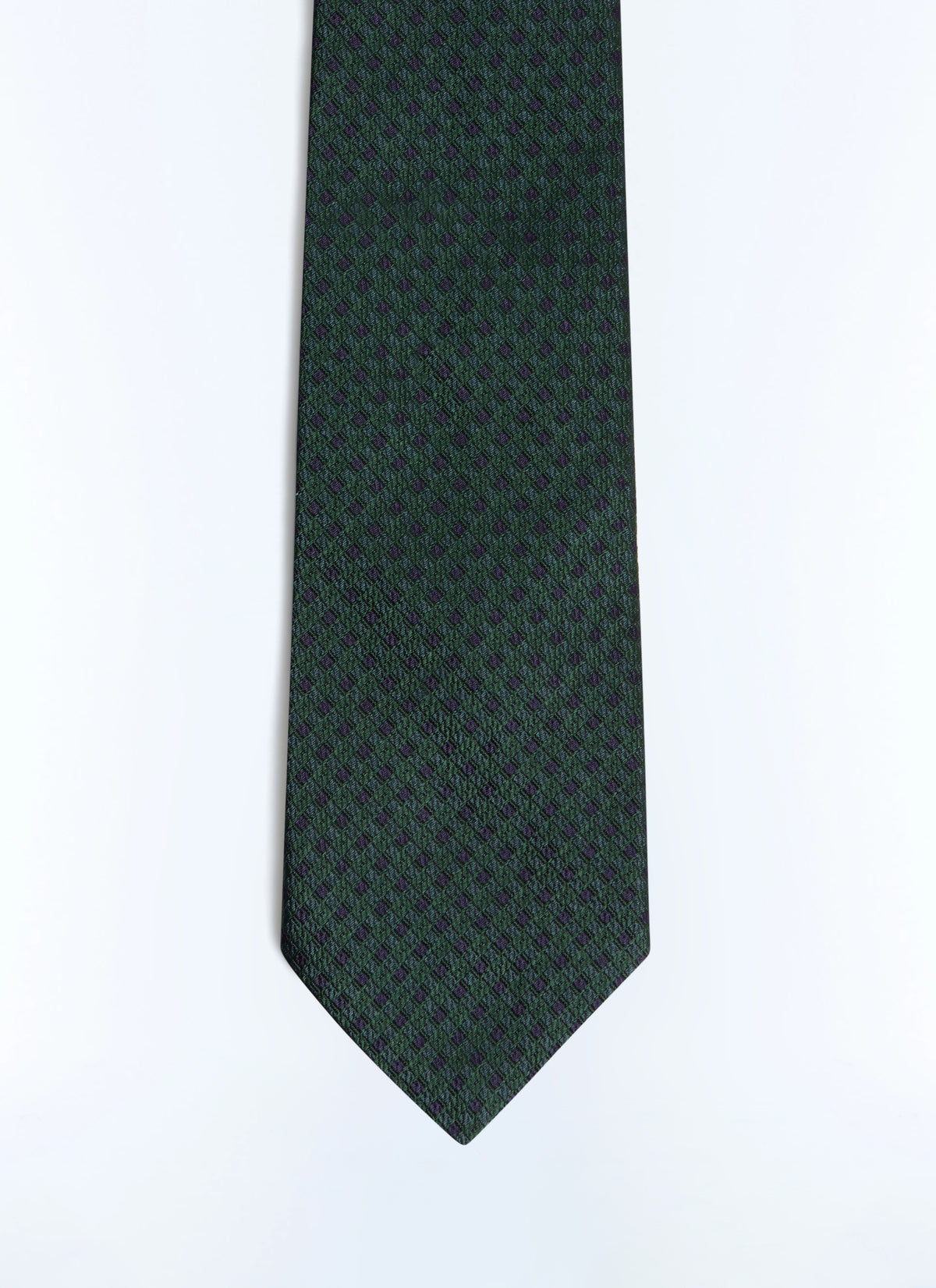 Cravatta In Jacquard A Quadri - Verde Bottiglia
