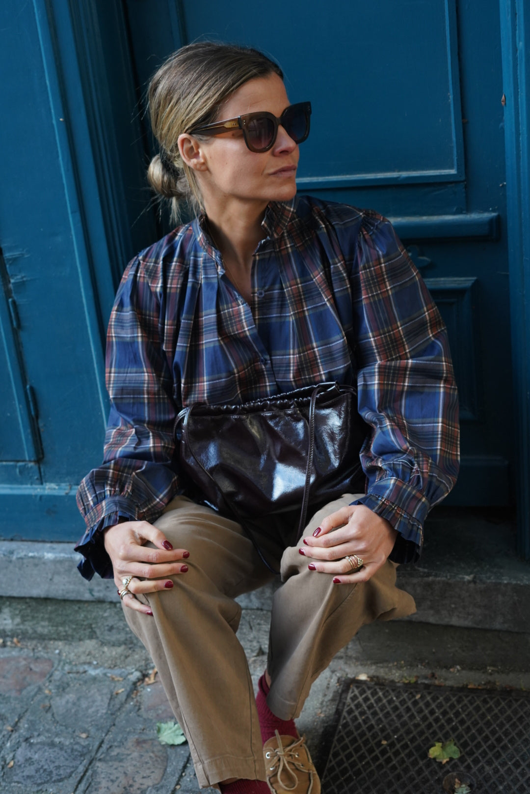Elisabeth Navy Check Shirt