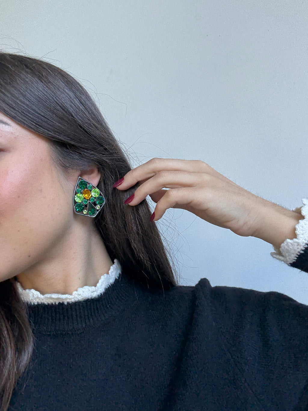 Boucles D’Oreilles Jean Louis Scherrer Vintage - Cristaux Verts
