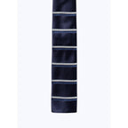Corbata Recta Baja, Rayas Dobles - Azul Marino