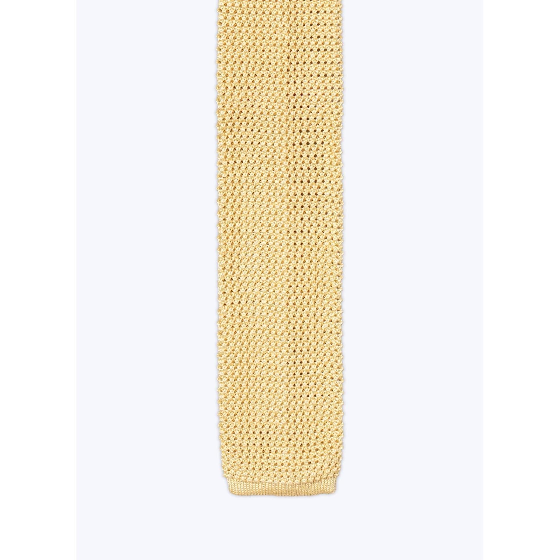 Corbata de punto de seda - Amarillo pálido