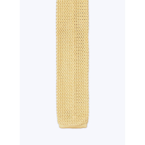 Fursac - Cravate En Tricot De Soie - Jaune Pâle