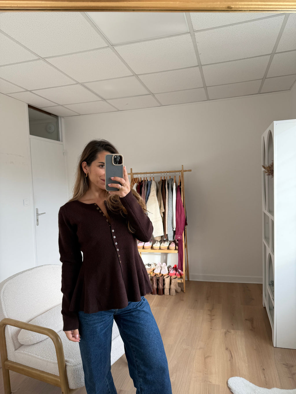Jersey Albane Chocolate Fino Peplum