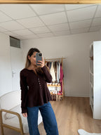 Jersey Albane Chocolate Fino Peplum