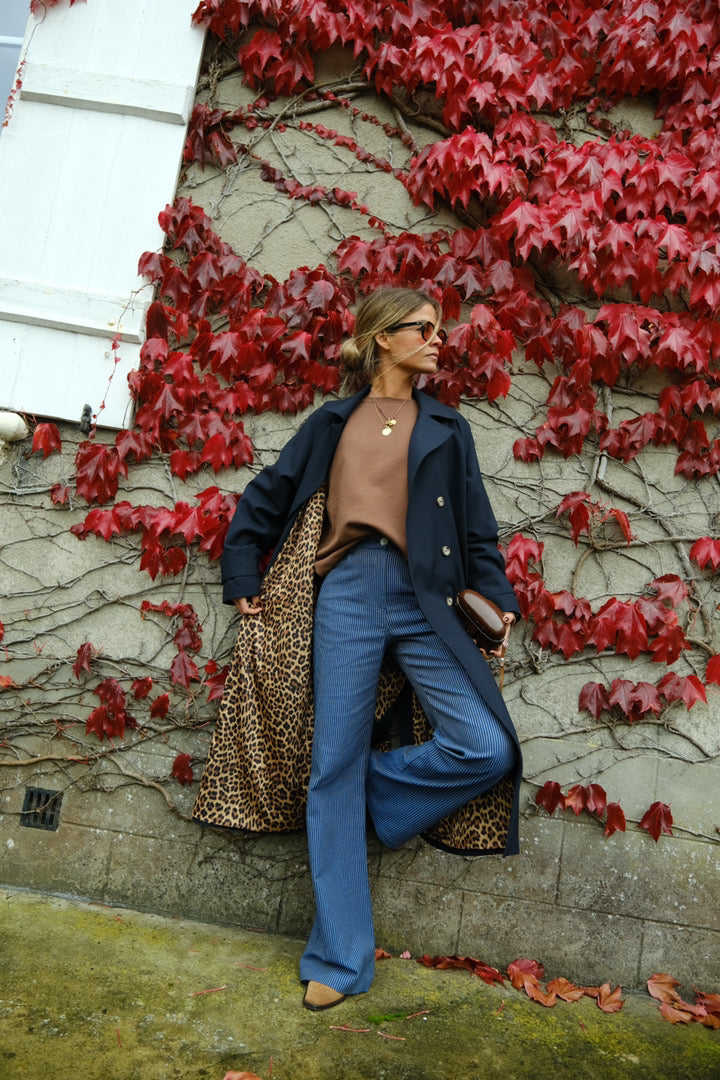 Paul Trench Navy/Leopard
