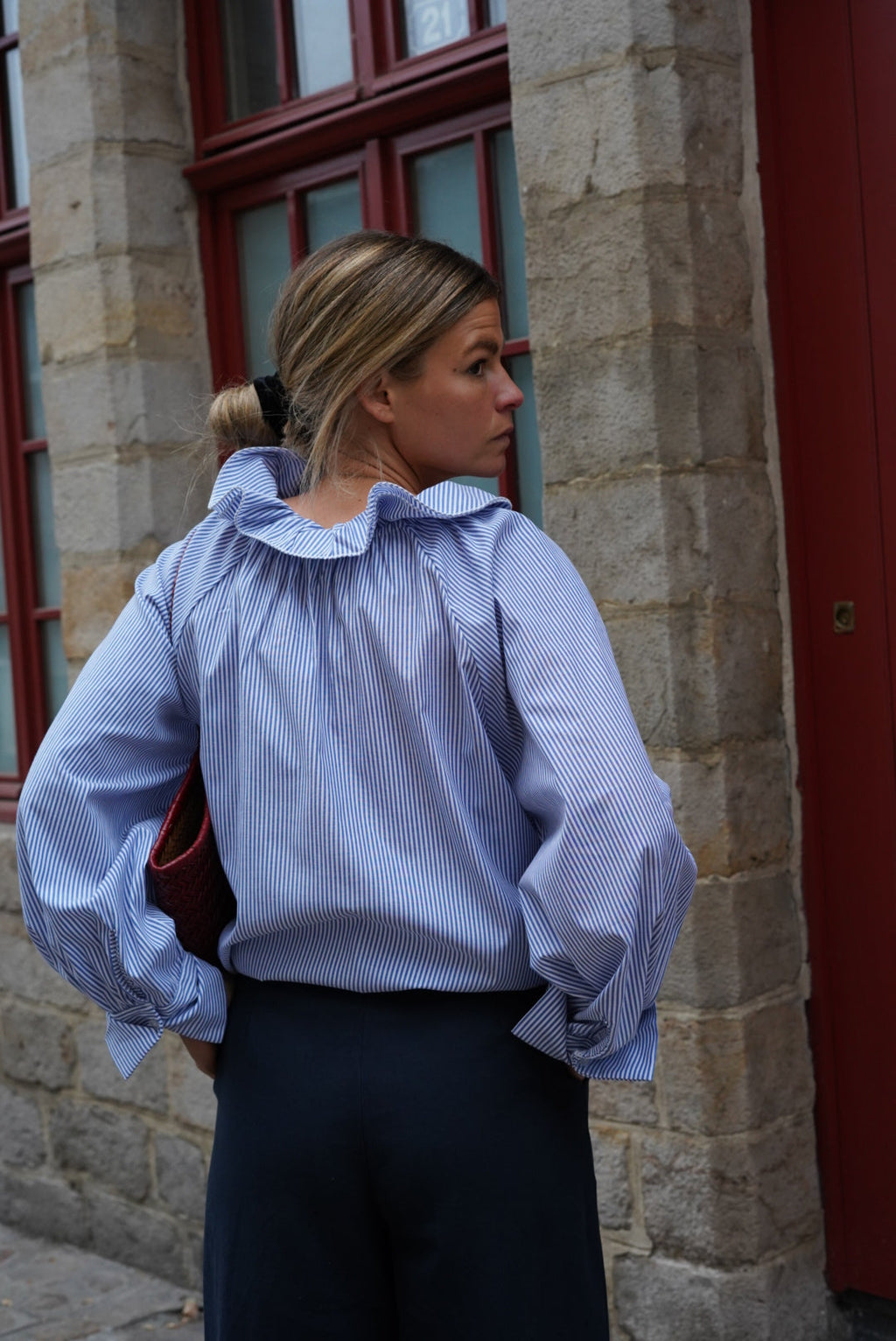 Madeleine Stripe Blouse Navy/White